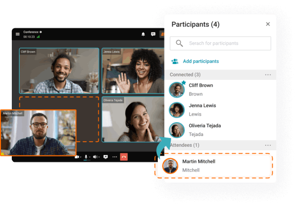 Video conference mode with automatic layout formation based on actively speaking participants