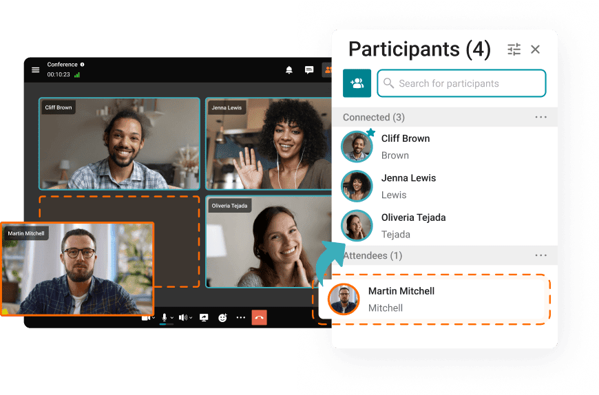 Experience smart meeting layouts, which dynamically changes speaking participants